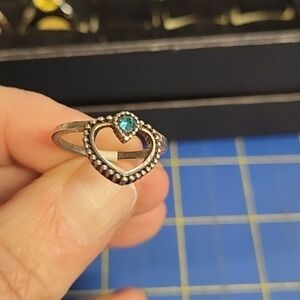 Turquoise Faux Stone Dark Silver Tone Ring Size 8